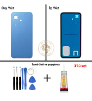 Infinix Smart 10 Mavi Uyumlu Arka Kapak + Yapıştırıcı ve Vida Seti Arka Cam Batarya Pil Kapağı