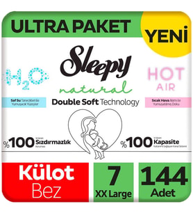 Sleepy 7 Beden Külot Bez Natural Double Soft Ultra Paket 48x3 144 Adet