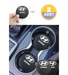 Hyundai Genesis Otomobil İçin Siyah Karbon Bardak Altlığı Hyundai Genesis İçin Dayanıklı ve Şık 7 cm Tasarım 2 Adet