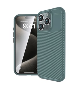 Apple İphone 16 Pro Kılıf Auto Focus Karbon Kapak - Koyu Yeşil