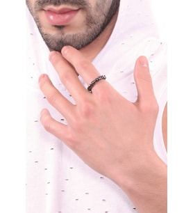 Erkek Metalik Antrasit Lak Kaplama Ayarlanabilir Burgulu Dolama Formlu Yüzük