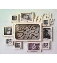 MUTFAK SAATLERİ SERİSİ-MB FOTOĞRAF ÇERÇEVELİ ESKİTİLMİŞ HOME TEMALI DUVAR SAATİ