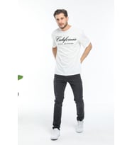 Erkek Bisiklet Yaka El Yazılı Brooklyn Baskılı Tshirt SPR25TS32 (Ekru)