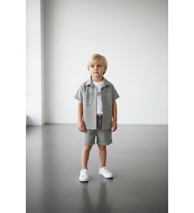 Cg Kids Pantolon Ceket Basic Uzun Kısa Enjeksiyon Baskılı Body 3lü Alt Üst Takım Erkek Çocuk Gri Renk Süper Kalite Kumaş