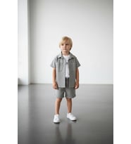 Cg Kids Pantolon Ceket Basic Uzun Kısa Enjeksiyon Baskılı Body 3lü Alt Üst Takım Erkek Çocuk Gri Renk Süper Kalite Kumaş