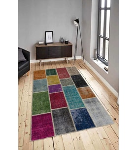 Dijital Baskılı Yıkanabilir Kaymaz Modern Renkli Salon Halısı Mutfak Halısı Yolluk ND-HY-1118 (Mavi)
