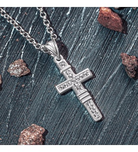 925 Ayar Gümüş Mini Zarif Cubic Zircon Hac Cross Kolye