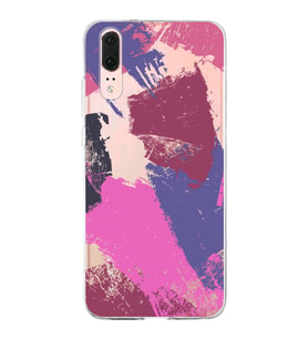 Huawei P20 Uyumlu Kapak Brush Stroke Tasarımlı Şeffaf Silikon Kılıf