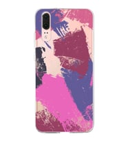 Huawei P20 Uyumlu Kapak Brush Stroke Tasarımlı Şeffaf Silikon Kılıf