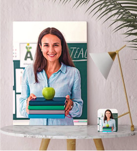 BK Gift Kişiye Özel Kadın Öğretmen Yağlıboya Tasarımlı Kanvas Tablo-1