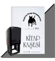 Kişiye Özel Köpek Silüet 2 Tarihli Otomatik Kitap Kaşesi (Siyah)