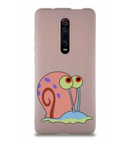 Xiaomi Redmi K20 Soft Premier Kapak Salyangoz Gary Tasarımlı Silikon Kılıf - Pudra (Şeffaf)