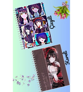 Tokisaki kurumi defter seti 2 adet A4 boyutu 21*30 çizgili + kareli 60 syf