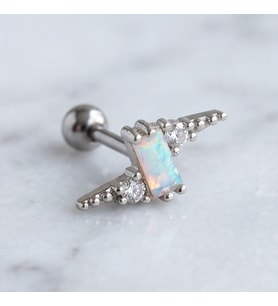 FerizZ 316L Çelik Zirkon Taşlı Yıldırım Şeklinde Piercing PRC-202