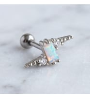 FerizZ 316L Çelik Zirkon Taşlı Yıldırım Şeklinde Piercing PRC-202