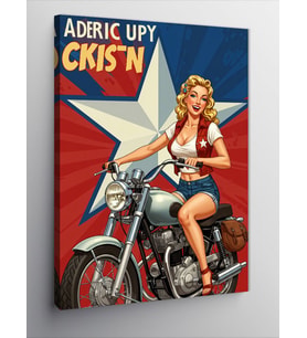 Kanvas Tablo Retro Motorcu Kadın ve Enerji