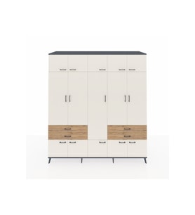 Kronos Dolap 11 Raflı 4 Çekmeceli 2 Askılı 220x59x243 Antrasit-Aytaşı/Çam