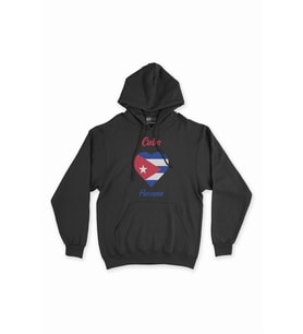 Havana Küba Bayraklı Kalpli Siyah Sweatshirt Hoodie