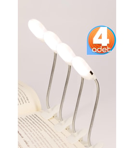 4’lü Kitap Okuma Işığı Mandallı LED Mini Çalışma Lambası Seti (Krem)