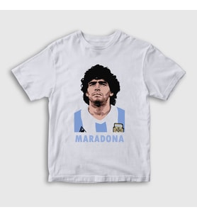 Presmono Unisex Çocuk Beyaz Futbol Sky Maradona T-Shirt 51377tt