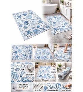 Banyo Önü Paspası 80 CM X 100 Cm En Kaymaz Tabanlı Yumuşak Dokulu Su Emici Banyo Halısı