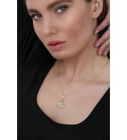 Kadın 925 Ayar Zirkon Taşlı Göz Kolye (Altın-Gümüş)