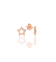 Söğütlü Silver Gümüş rose zirkon taşlı yıldız küpe
