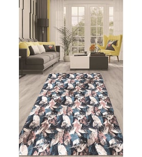 Dijital Kaymaz Taban Yıkanabilir Modern Renkli Salon Halısı Mutfak Halısı Yolluk ND-HT-473 (Mavi)