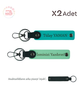Kankaya Anlamlı Sürpriz, İsim & Soyisim Yazılı 2’li Anahtarlık Seti, Yeşil-Koyu Turkuaz-Siyah