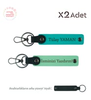 Kankaya Anlamlı Sürpriz, İsim & Soyisim Yazılı 2’li Anahtarlık Seti, Yeşil-Koyu Turkuaz-Siyah