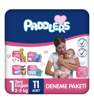 Paddlers Yenidoğan Bebek Bezi 1 Numara (2-5 Kg) 11 Adet – Deneme Paketi, Yumuşak ve Sızdırmaz