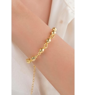 Gümüş Altın Gold Toplu Top Habbe Hallow Taşsız Bileklik