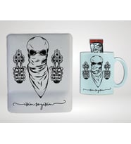 Kişiye Özel Bilek Destekli Mouse Pad & Kupa Bardak Kuru Kafa Desenli