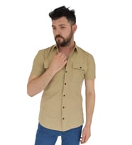 Erkek Polo Yaka Cepli Dügmeli Tişört Waffle 2362 BGL-ST02798 (Camel)
