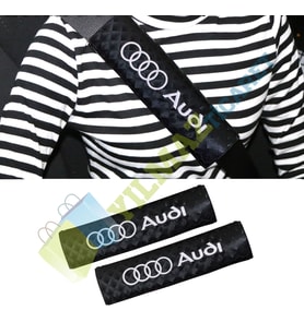 Audi Logo Emniyet Kemer Pedi Nakış Işleme Yüksek Kalite 2 Adet ( 21 x 5,5 Cm Ölçü )