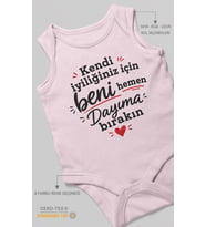 Dayıya Özel Sıfır Kollu Bebek Zıbını %100 Pamuk