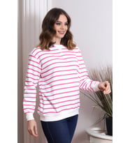 22434188 Üç İplik Çizgili Sweatshirt EKRU PEMBE (Ekru-Pembe)