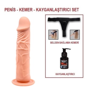 OdinsShop 20 cm Belden Bağlamalı Realistik Vantuzlu Dildo Penis Set