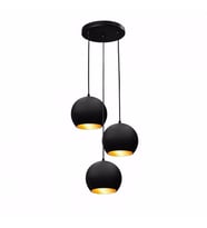 RİOLİGHT RETRO RUSTİK SİYAH İÇİ GOLD GLOP 3XE27 DUYLU METAL SARKIT AVİZE TABAN ÇAPI:30CM