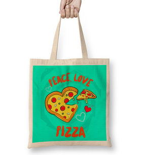 Peace Love Pizza Bez Çanta Uzun Saplı