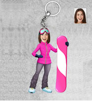 Kişiye Özel Sporcu Snoeboard Kadın Ahşap Anahtarlık-1