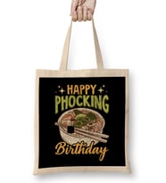 Happy Phocking Birthday Funny Pho Pun Distressed Bez Çanta Uzun Saplı