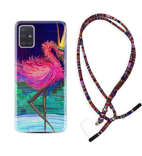 Samsung a71 A72 A73 A7 A9 2018 C7 C9 Kılıf Boyun Asklı Rasta Silikon Queen Flamingo 1748