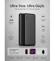 FP10 PD 20W Hızlı Şarj 10.000mAh Type-C ve Mikro USB Girişli Taşınabilir Powerbank