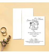 Davetiye Zarf ve Baskı Dahil (Beyaz yada Kraft Zarflı) - Gelin Damat Tasarım - Kına, Nişan, Nikah, Düğün Davetiyesi (Beyaz)