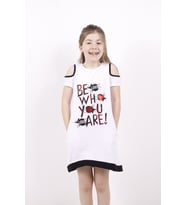 Toontoy Kız Çocuk Be Wh Are Baskılı Elbise  (Beyaz)