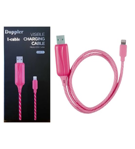 Şarj Kablosu Işıklı Pembe USB To Lightning