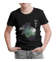 Wild Wolf in the Forest Siyah Çocuk Tshirt