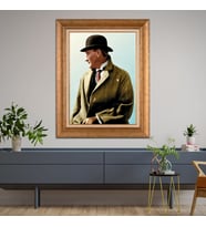 Altın Varaklı Çerçeveli Paspartulu Atatürk Tablo TR0955 (Gold)