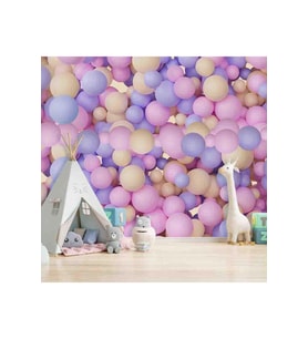 Dreamwall Makaron Balonlar Desenli Isı Ve Ses Yalıtımlı Tekstil Duvar Kağıdı (Çok Renkli)
